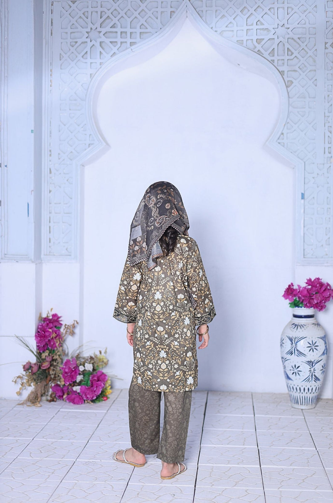 Me and Mummy by Suntex Fabrics RTW Embroidered Lawn 3 Piece Suit Green-Girls Casual Collection