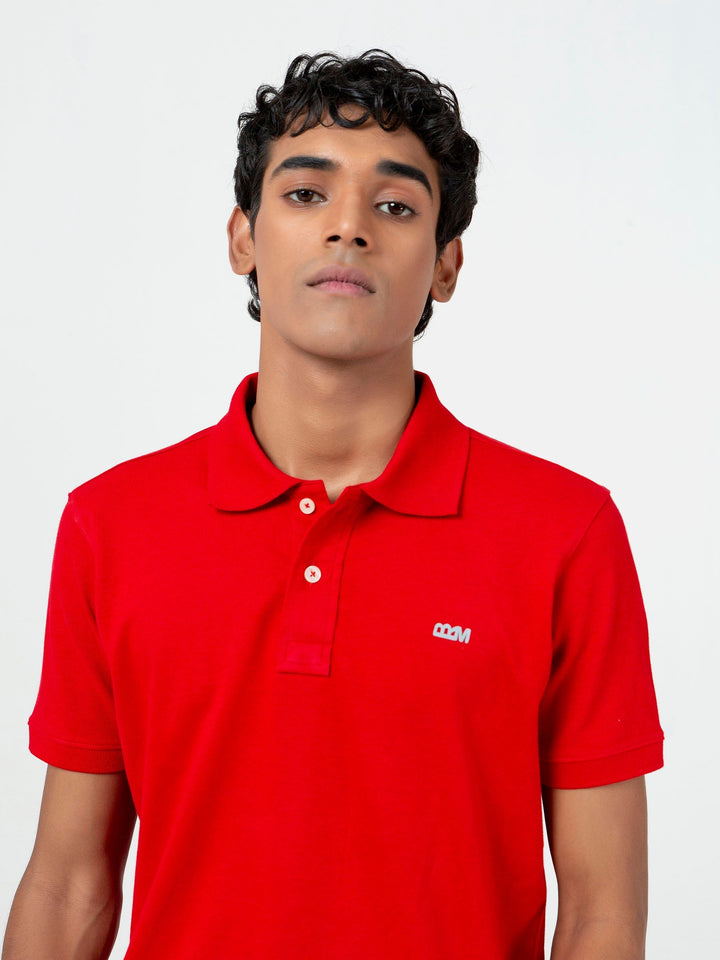 Brumano  Solids Cotton Polo Red Basic Pique Polo Shirt