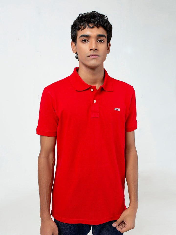 Brumano  Solids Cotton Polo Red Basic Pique Polo Shirt