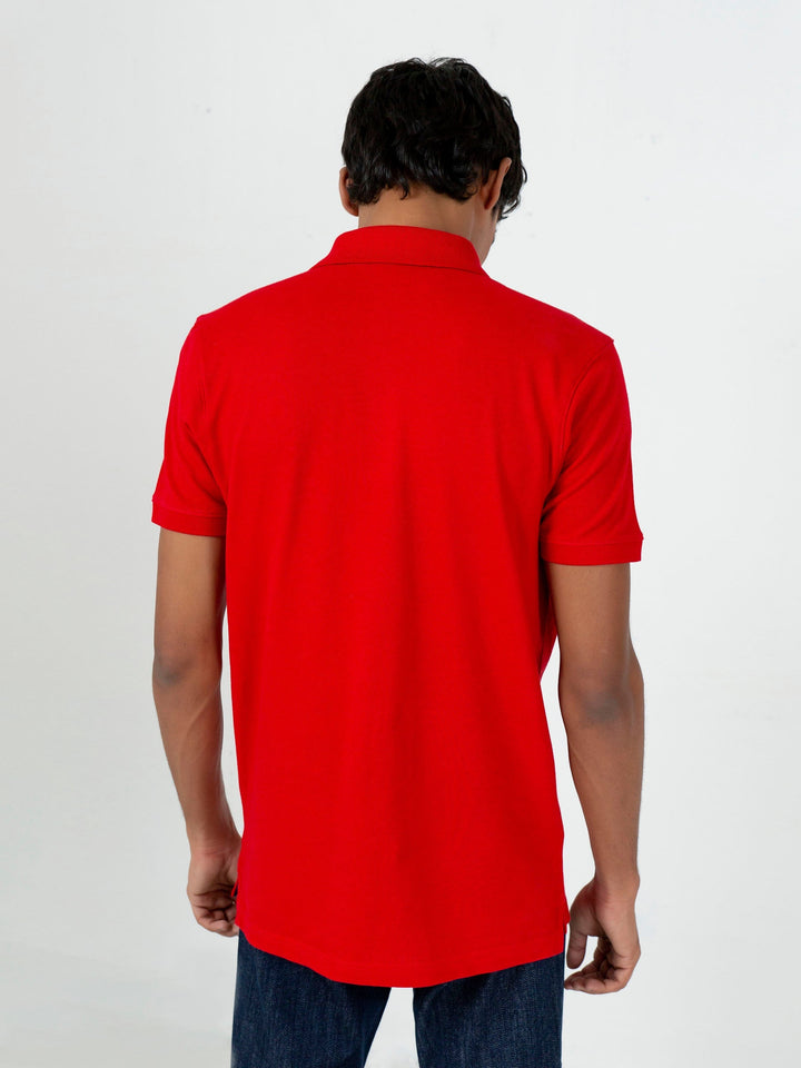 Brumano  Solids Cotton Polo Red Basic Pique Polo Shirt