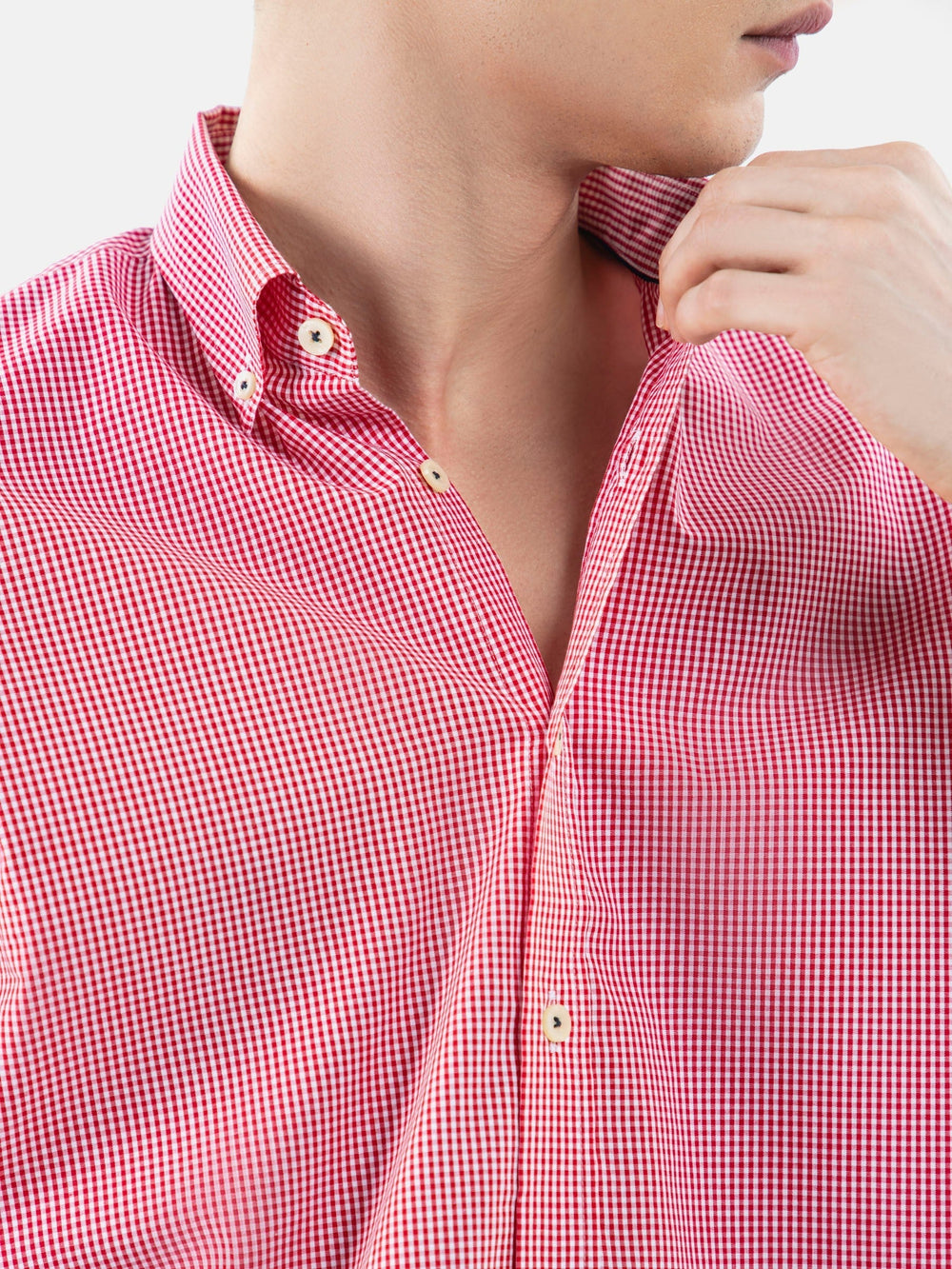 Red Gingham Button Down Shirt