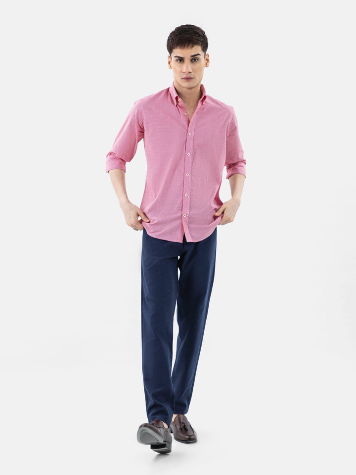 Brumano Ready To Wear Shirts Men 1 Piece Cotton Red Gingham Button Down Shirt 0-31-024-5089 - Summer Collection