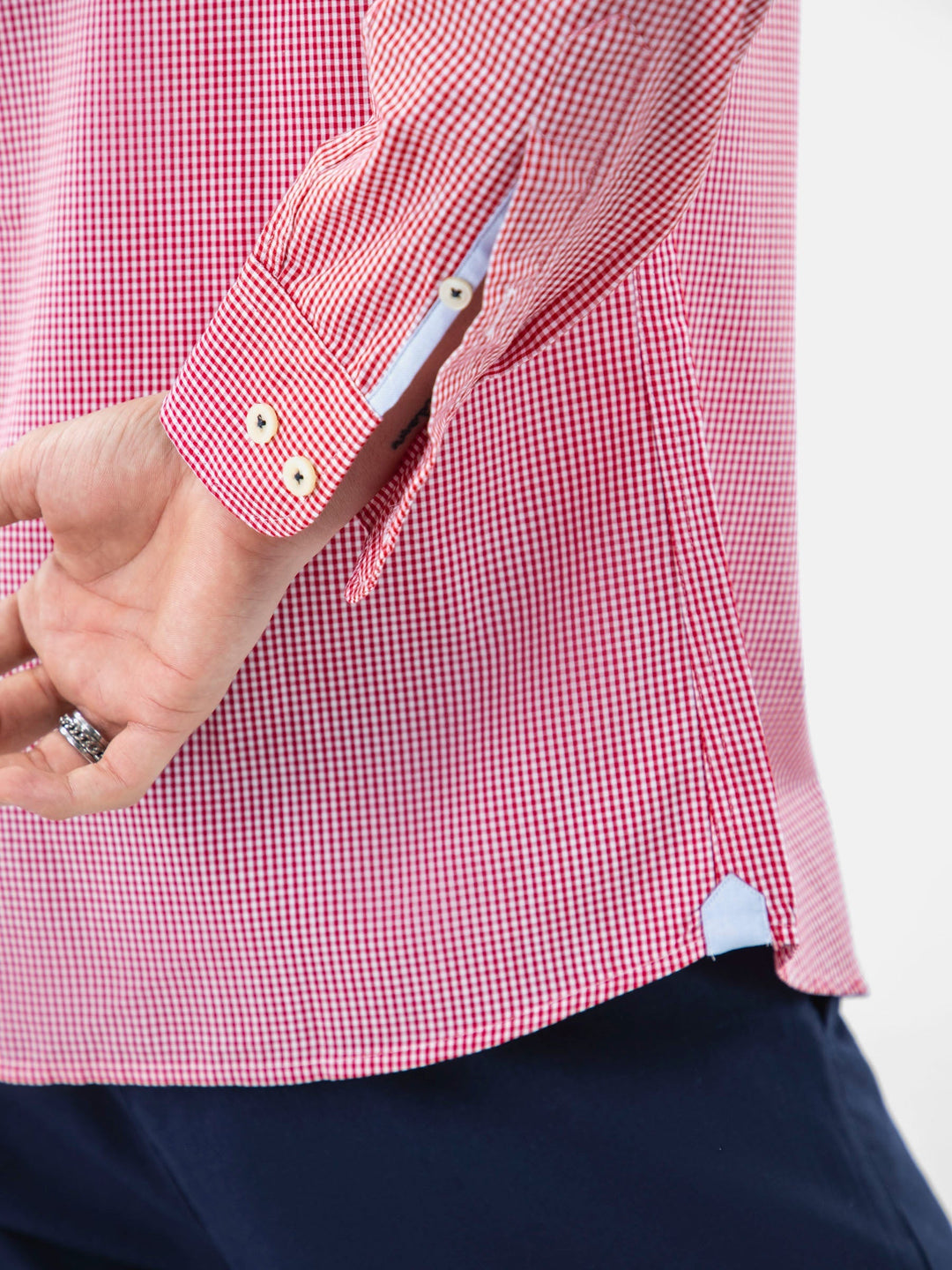 Brumano Ready To Wear Shirts Men 1 Piece Cotton Red Gingham Button Down Shirt 0-31-024-5089 - Summer Collection