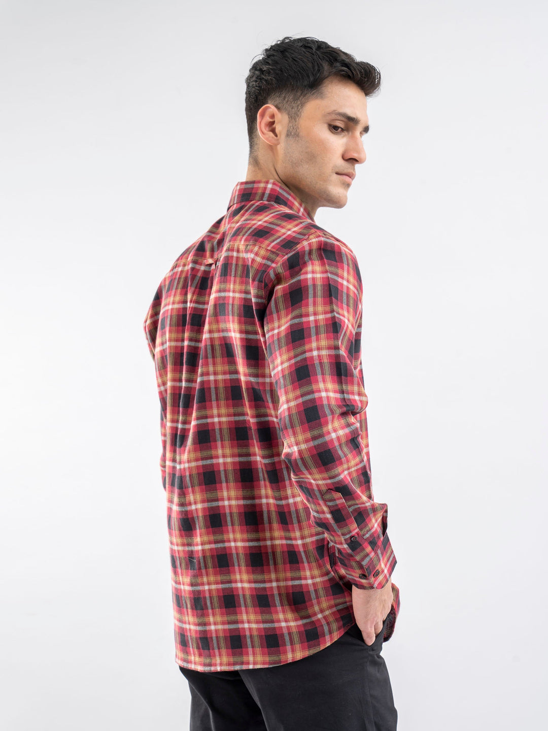 Brumano Ready To Wear Shirts Men 1 Piece Cotton Red Light Weight Checkered Shirt 0-31-025-3966 - Summer Collection