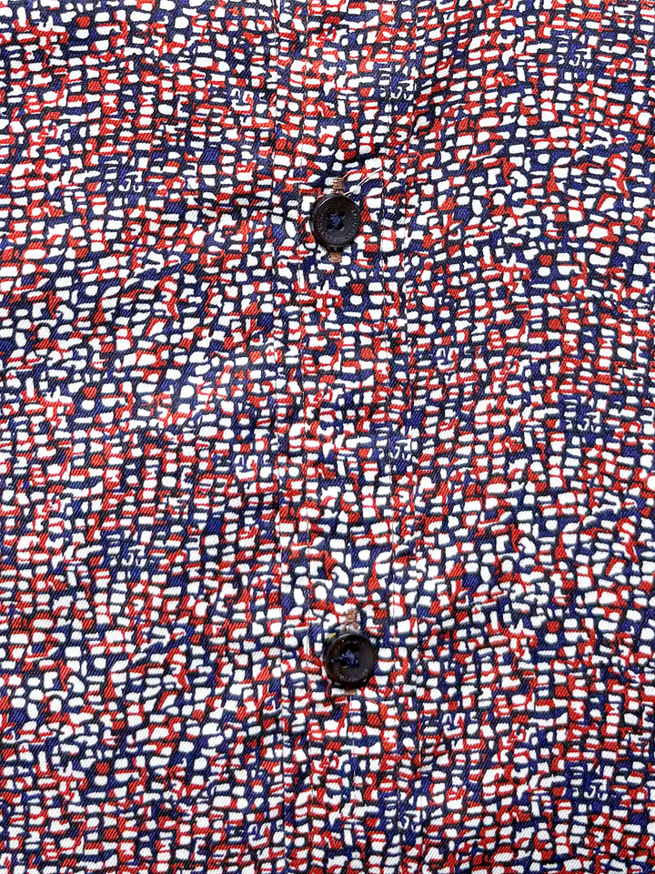 Brumano Ready To Wear Shirts Men 1 Piece Cotton Red & Blue Abstract Printed Shirt 0-31-025-3644 - Summer Collection