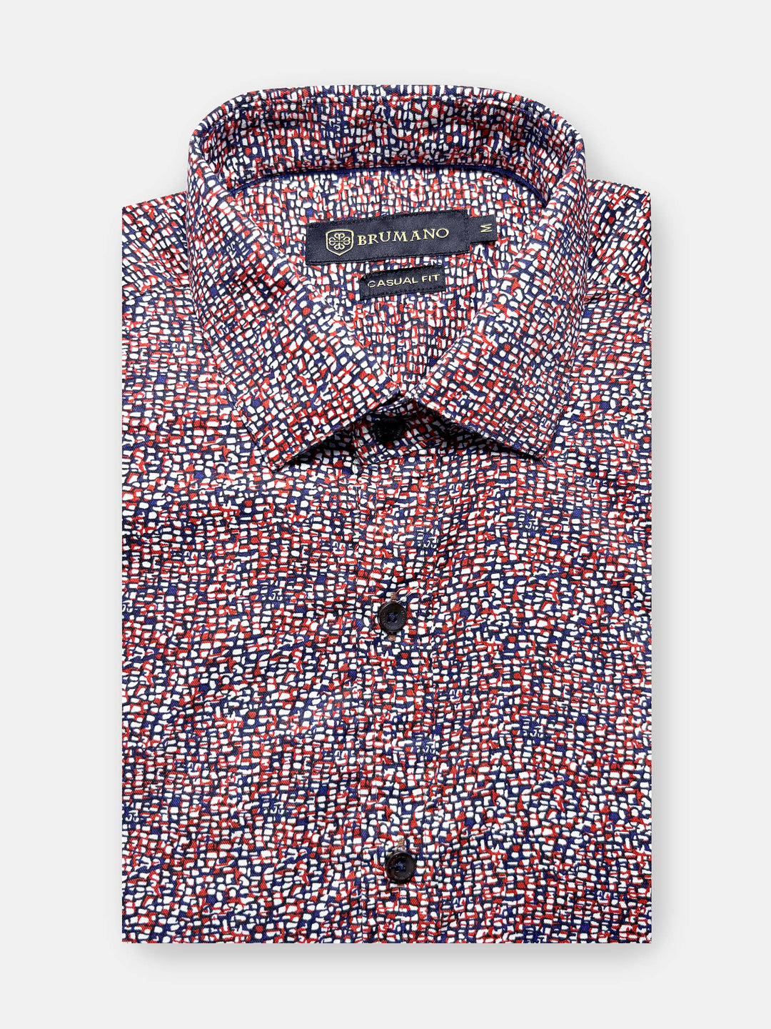 Brumano Mens RTW Solids Cotton Shirt Red N Blue Abstract Casual Collection