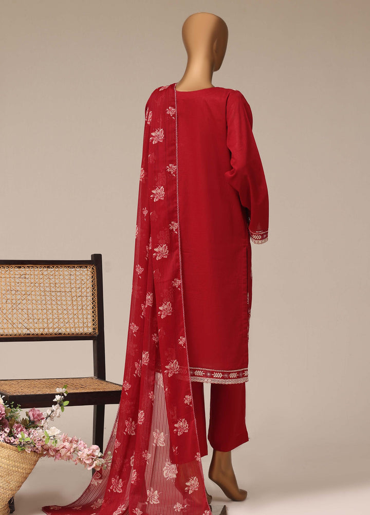 HZ Textiles RTW Chikankari Lawn 3 Piece Suit HZ26PCL RED GLOW SBE-3P-074 - Casual Collection