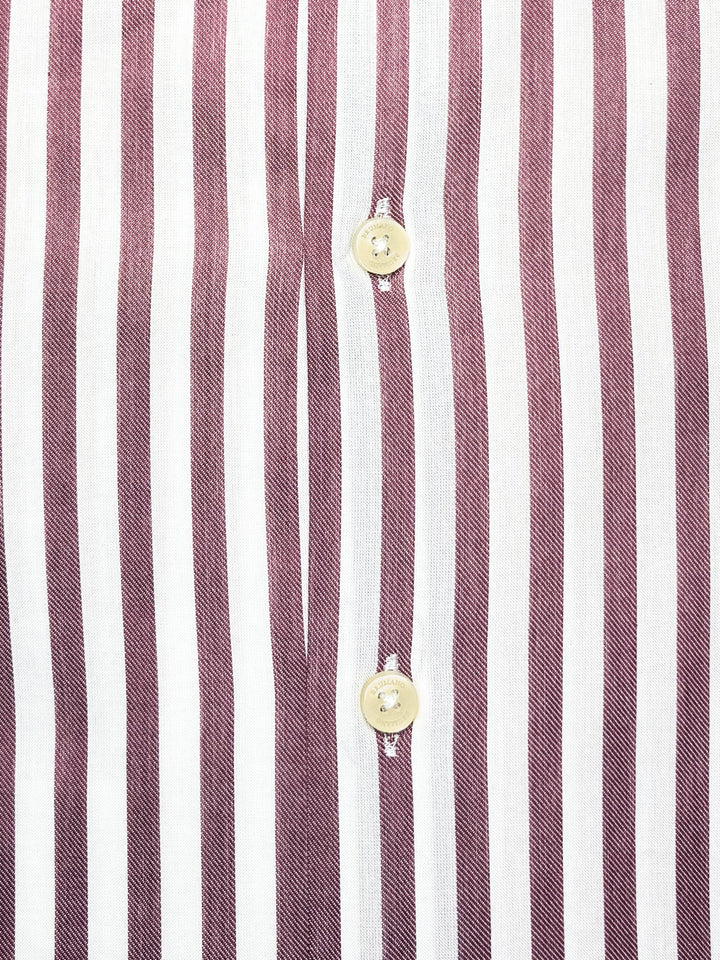 Brumano Ready To Wear Shirts Men 1 Piece Cotton Red & White Bengal Striped Formal Shirt 0-31-025-4508 - Summer Collection