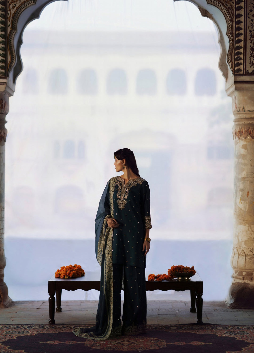 Rekha by Casualite RTW Embroidered Viscose Silk 3 Piece Suit CL26RVR Zebba - Festive Collection