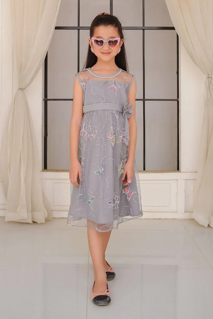 Ochre Girls Pret Solids Sequence Net 1 Piece Dress INCF-21 - Summer Collection
