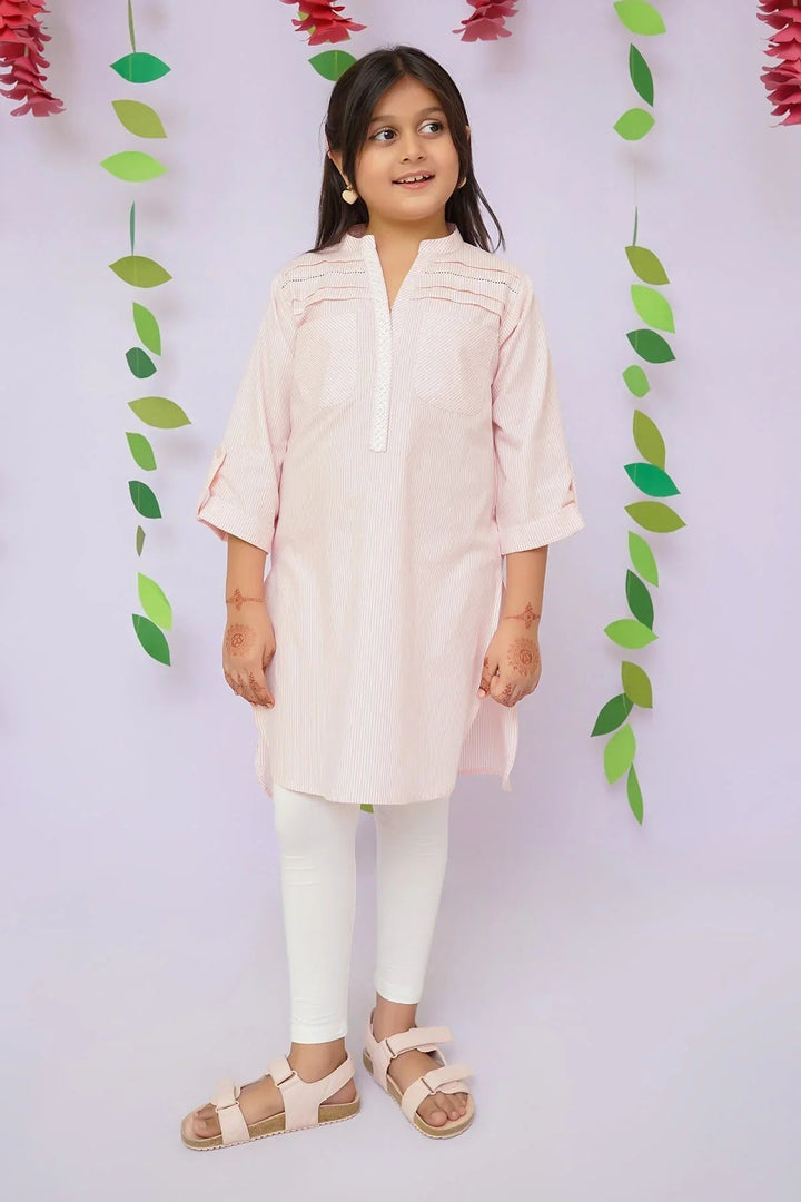 Ochre RTW Printed Girls 1 Piece Cotton Kurta OFK-PRC-32 - Summer Collection