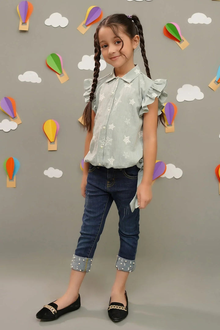 Ochre RTW Printed Girls 1 Piece Cotton Chambray Top INWT-08 - Winter Collection