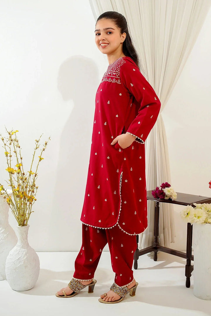 Ochre Girls Pret Embroidered Cotton 2 Piece Suit EMC-08 - Summer Collection