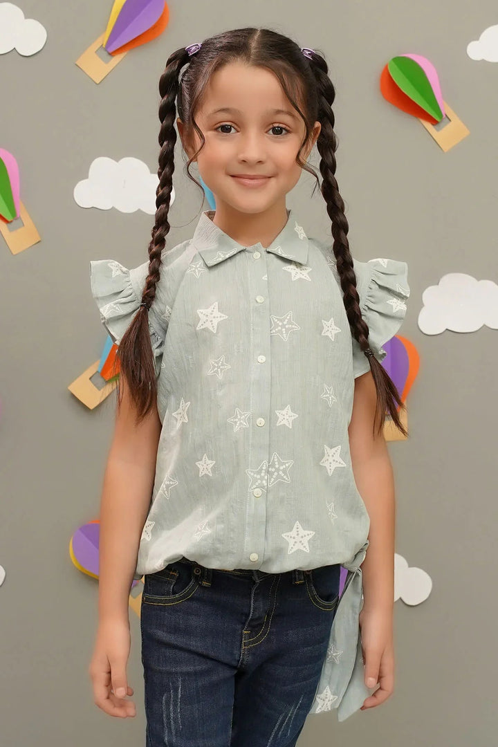 Ochre RTW Printed Girls 1 Piece Cotton Chambray Top INWT-08 - Winter Collection