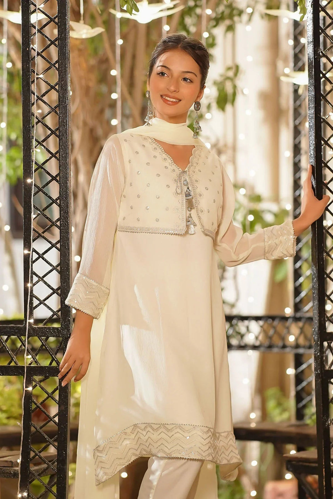 Ochre Girls Pret Embroidered Chiffon 3 Piece Suit EM-56 - Summer Collection