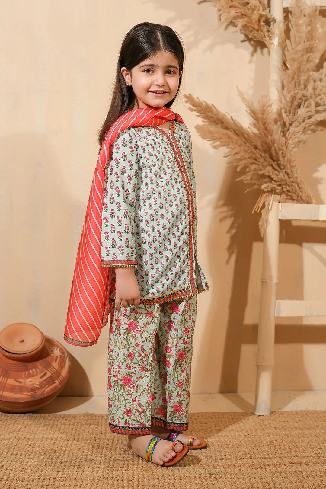 Ochre Girls Pret Printed Swiss Lawn 3 Piece Suit INDP-35 - Summer Collection
