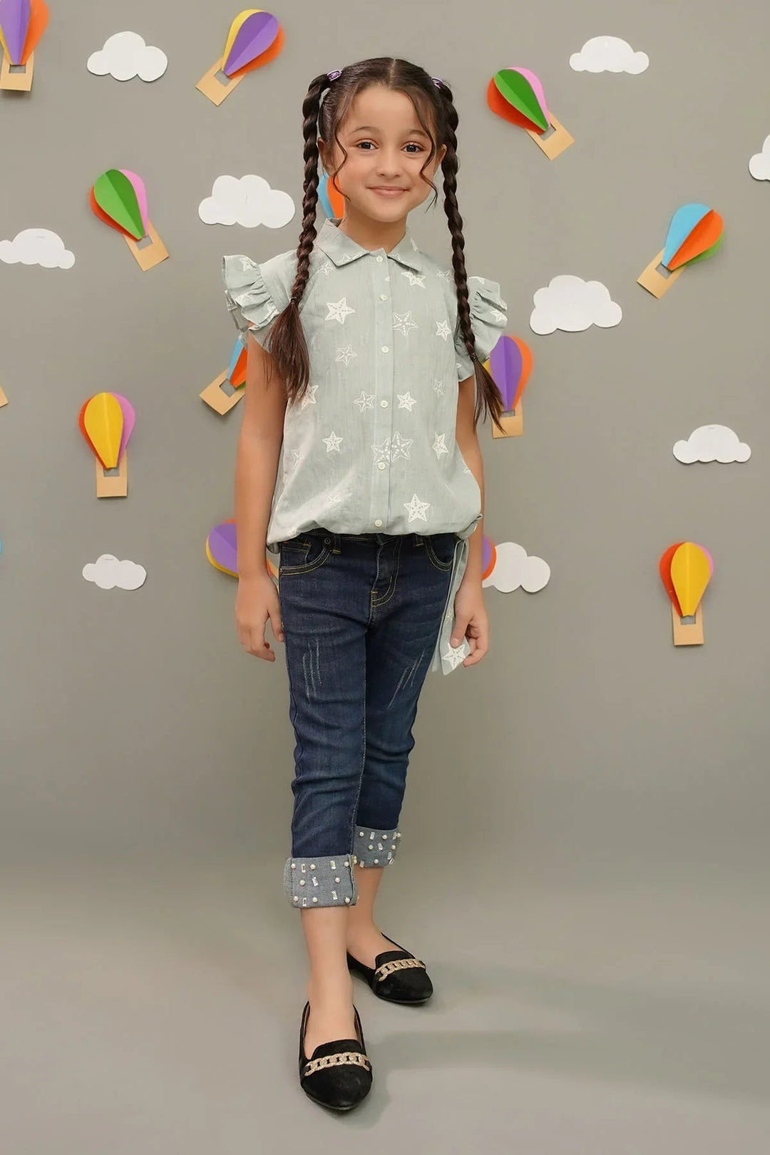 Ochre RTW Printed Girls 1 Piece Cotton Chambray Top INWT-08 - Winter Collection