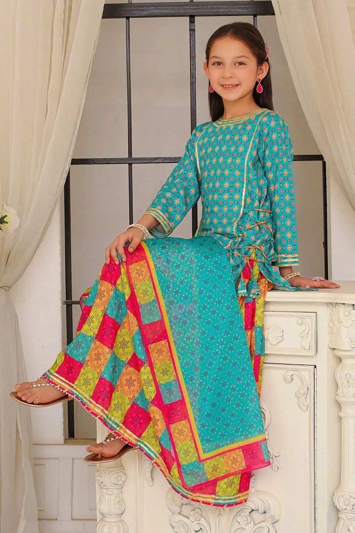 Ochre Girls Pret Printed Swiss Lawn 3 Piece Suit INDP-32 - Summer Collection