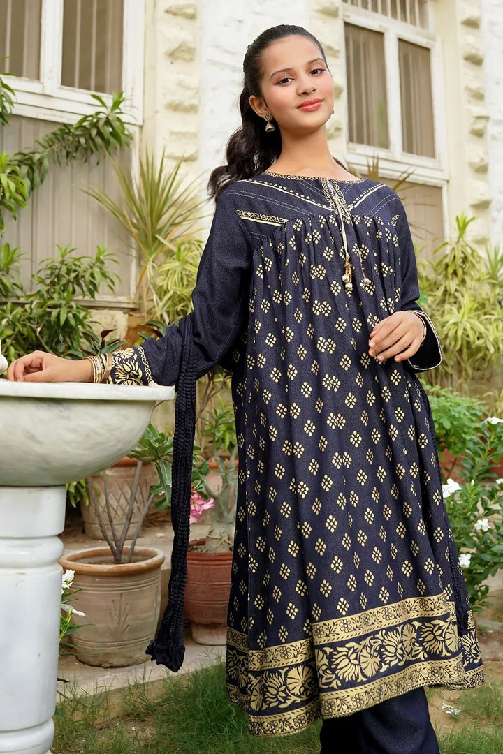 Ochre RTW Printed Girls 3 Piece Cotton Karandi OFW-PC-22 - Winter Collection