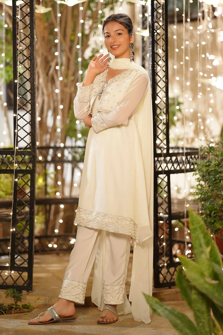 Ochre Girls Pret Embroidered Chiffon 3 Piece Suit EM-56 - Summer Collection