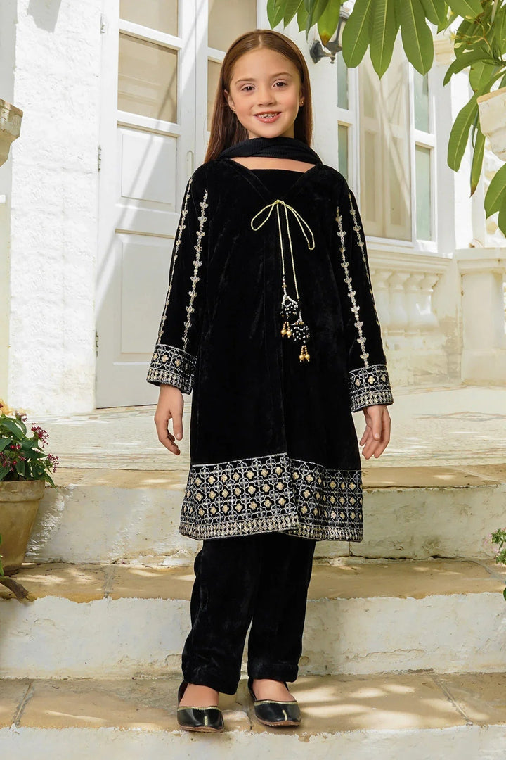 Ochre RTW Embroidered Girls 3 Piece Velvet  OVF-35 - Winter Collection