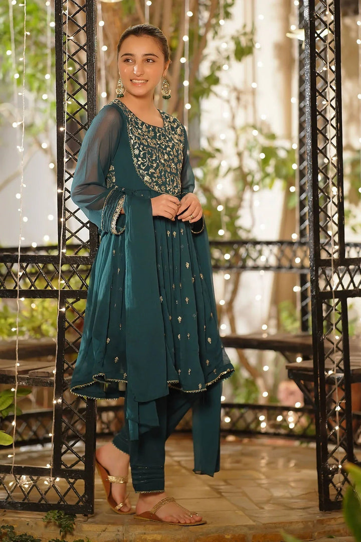 Ochre Girls Pret Embroidered Chiffon 3 Piece Suit EM-54 - Summer Collection