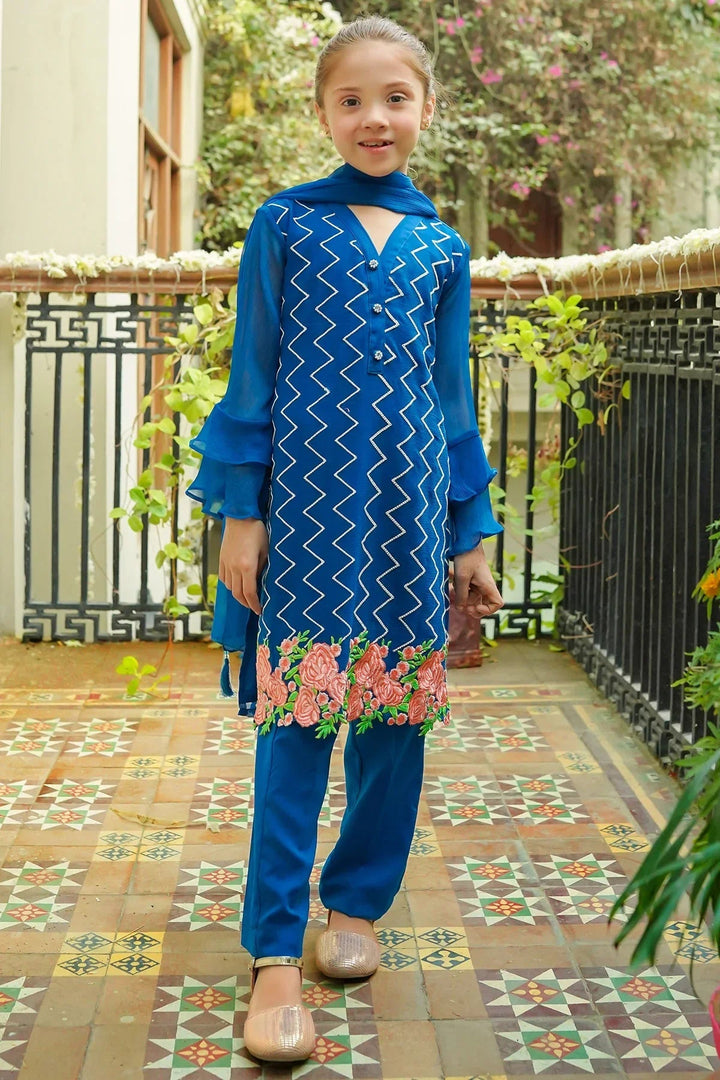 Ochre RTW Embroidered Girls 3 Piece Chiffon  OFW-EM-22 - Summer Collection
