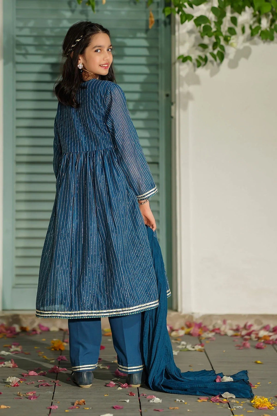 Ochre RTW Embroidered Girls 3 Piece Jacquard Hand Adda Work SHD-09 - Winter Collection