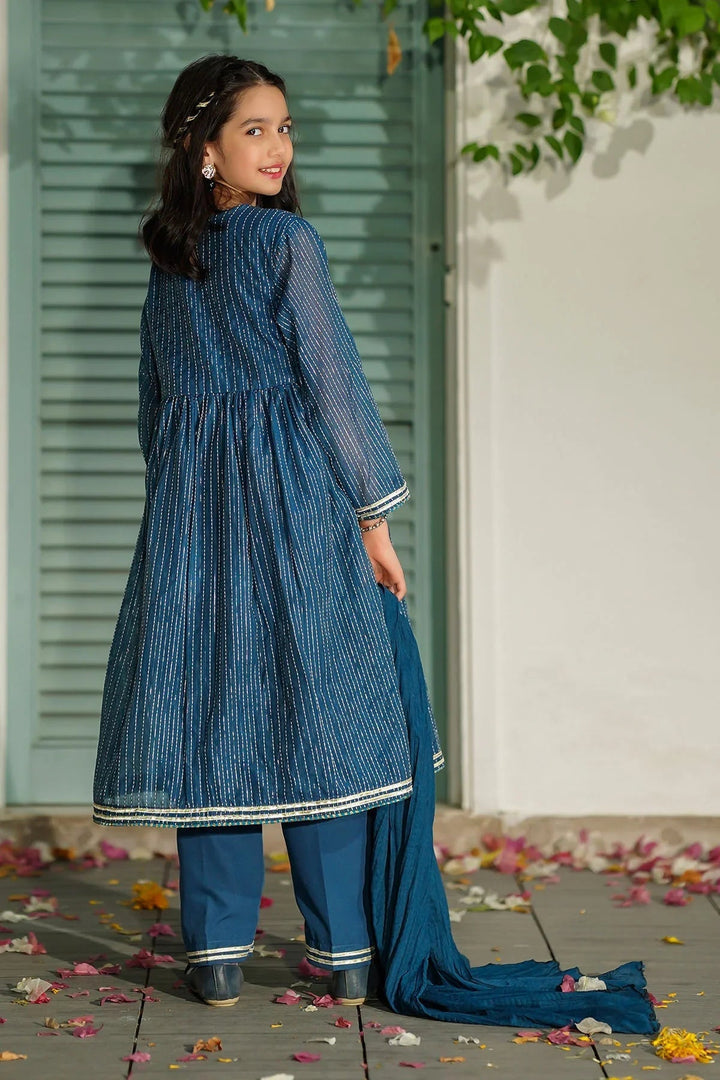 Ochre RTW Embroidered Girls 3 Piece Jacquard Hand Adda Work SHD-09 - Winter Collection