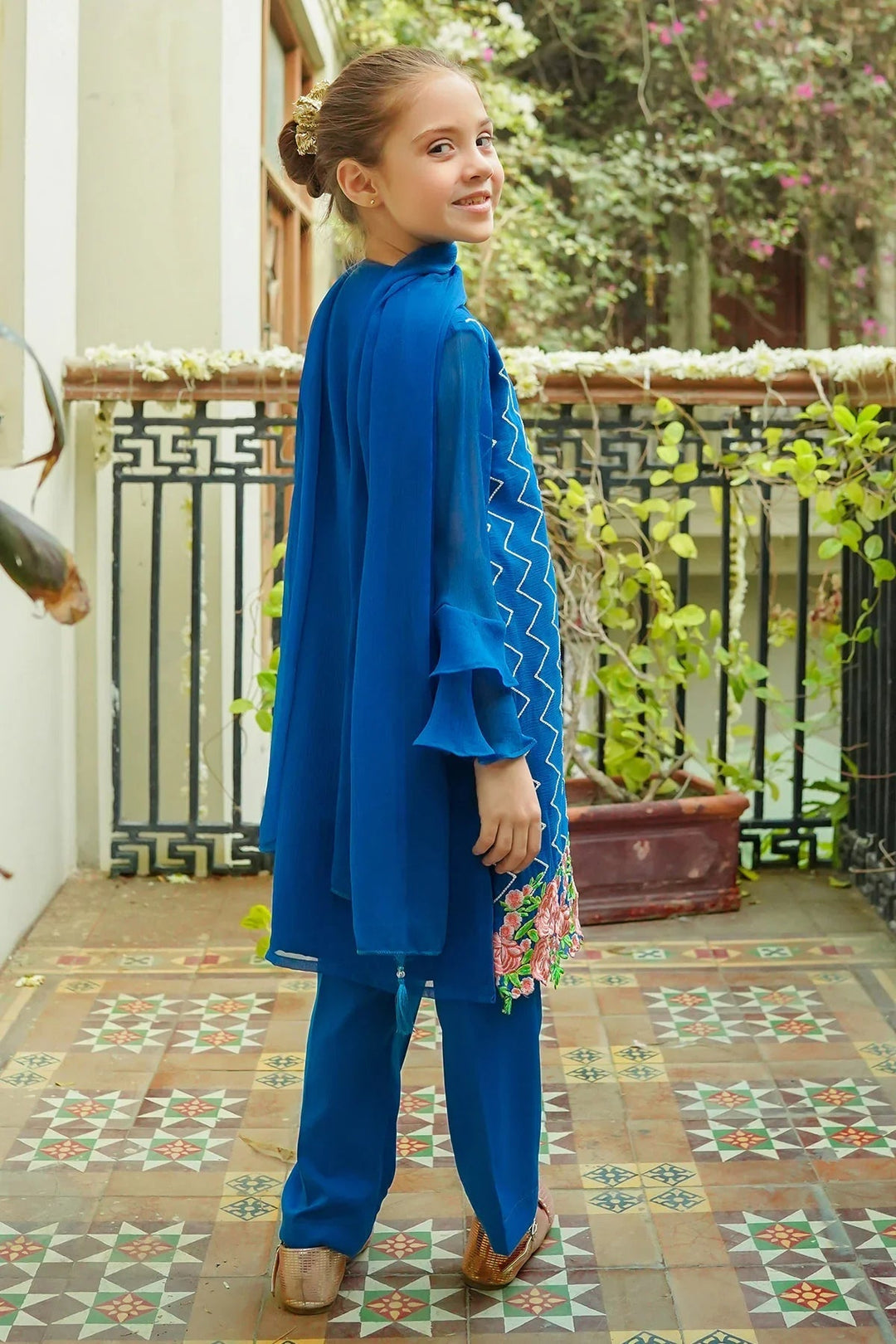 Ochre RTW Embroidered Girls 3 Piece Chiffon  OFW-EM-22 - Summer Collection