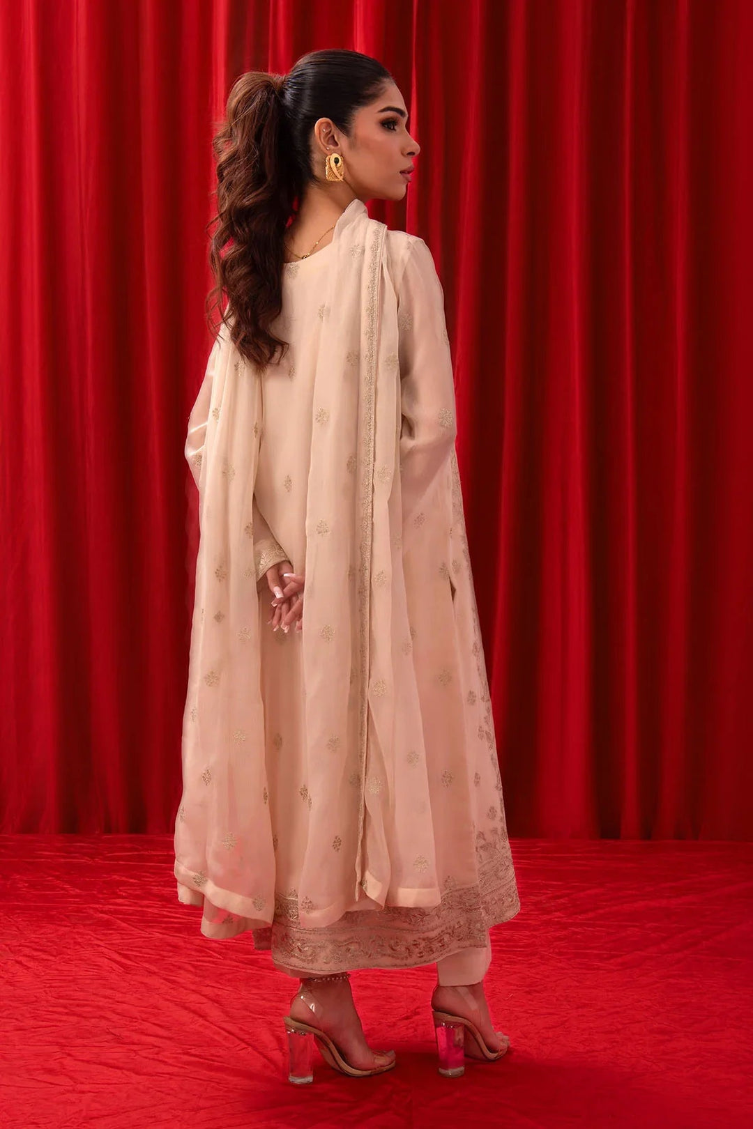 Ochre RTW Embroidered Girls 3 Piece Chiffon Adda Work SOF-05 - Summer Collection