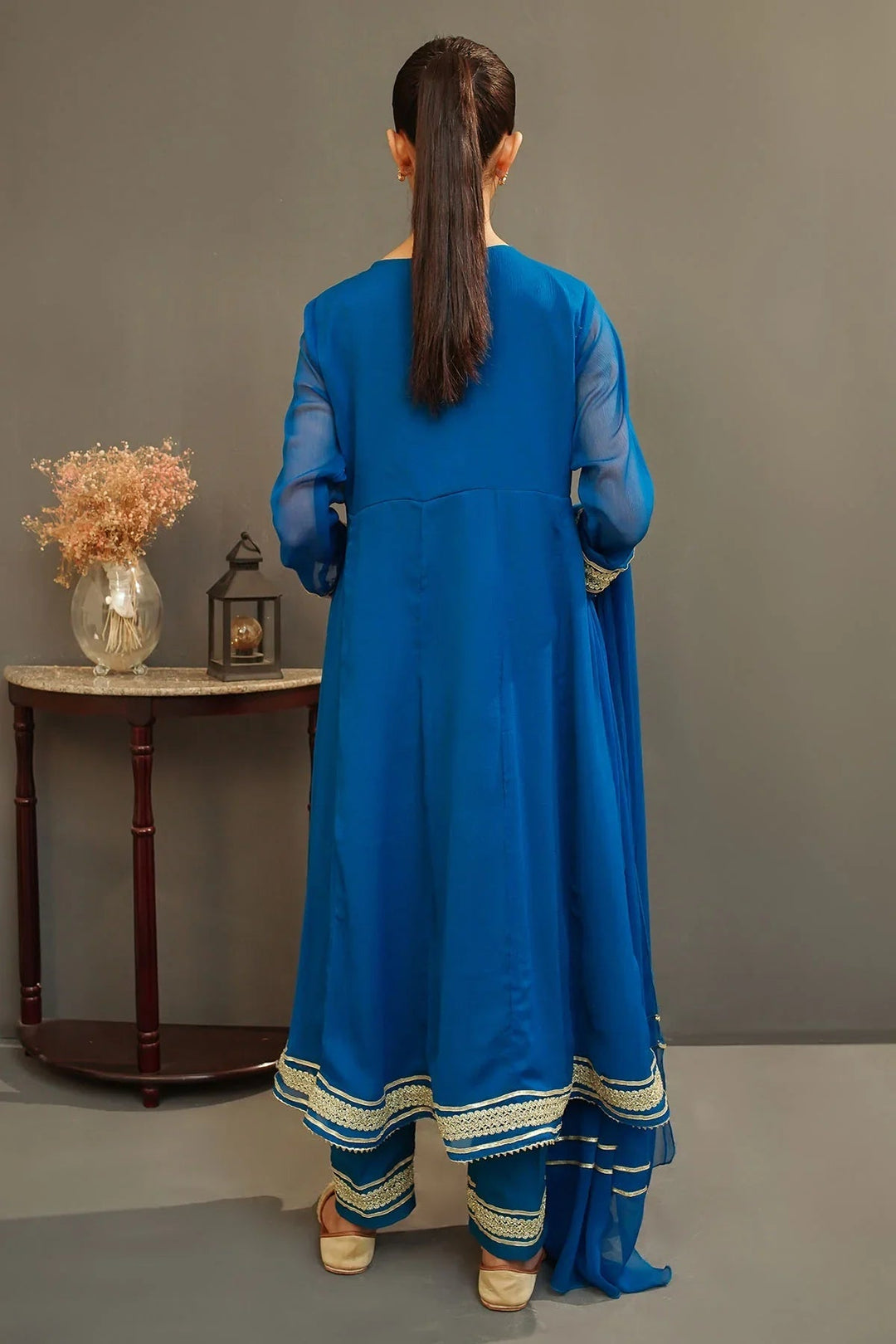 Ochre Girls Pret Embroidered Chiffon Hand Adda Work 3 Piece Suit MAX-29 - Summer Collection