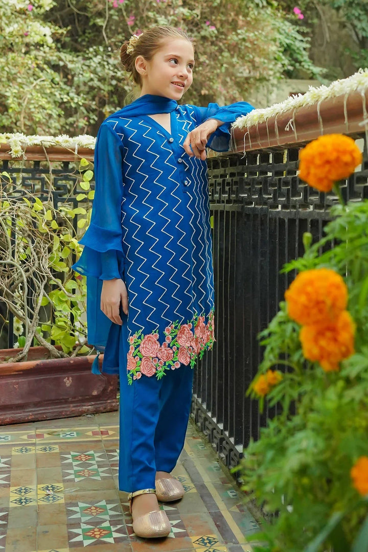 Ochre RTW Embroidered Girls 3 Piece Chiffon  OFW-EM-22 - Summer Collection