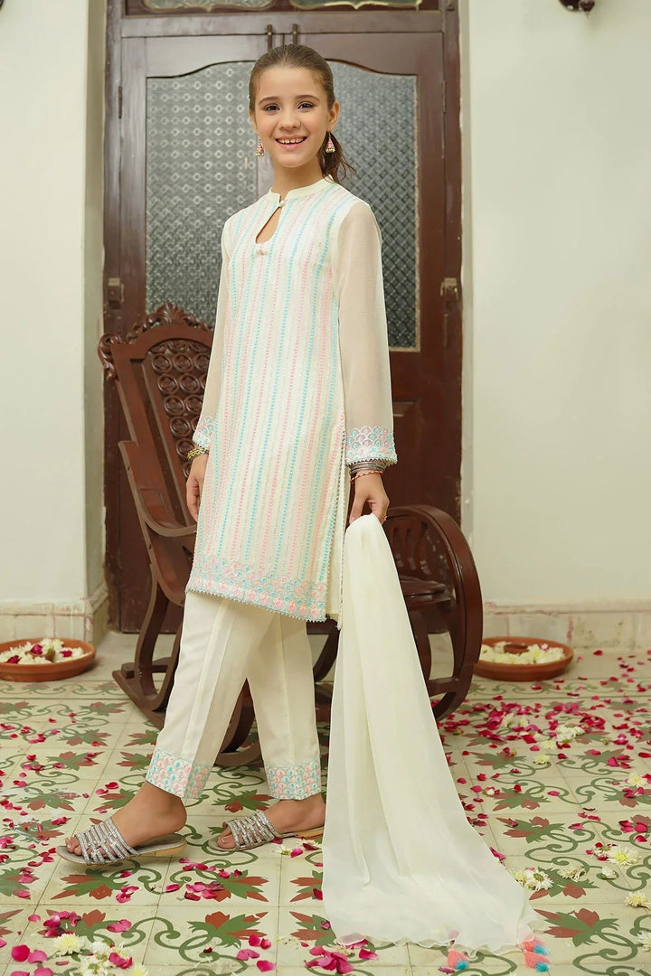 Ochre RTW Embroidered Girls 3 Piece Chiffon  OFW-EM-33 - Summer Collection