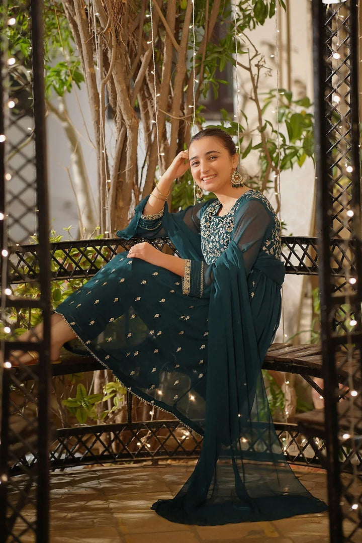 Ochre Girls Pret Embroidered Chiffon 3 Piece Suit EM-54 - Summer Collection