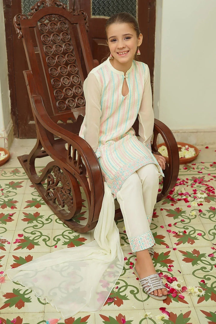 Ochre RTW Embroidered Girls 3 Piece Chiffon  OFW-EM-33 - Summer Collection