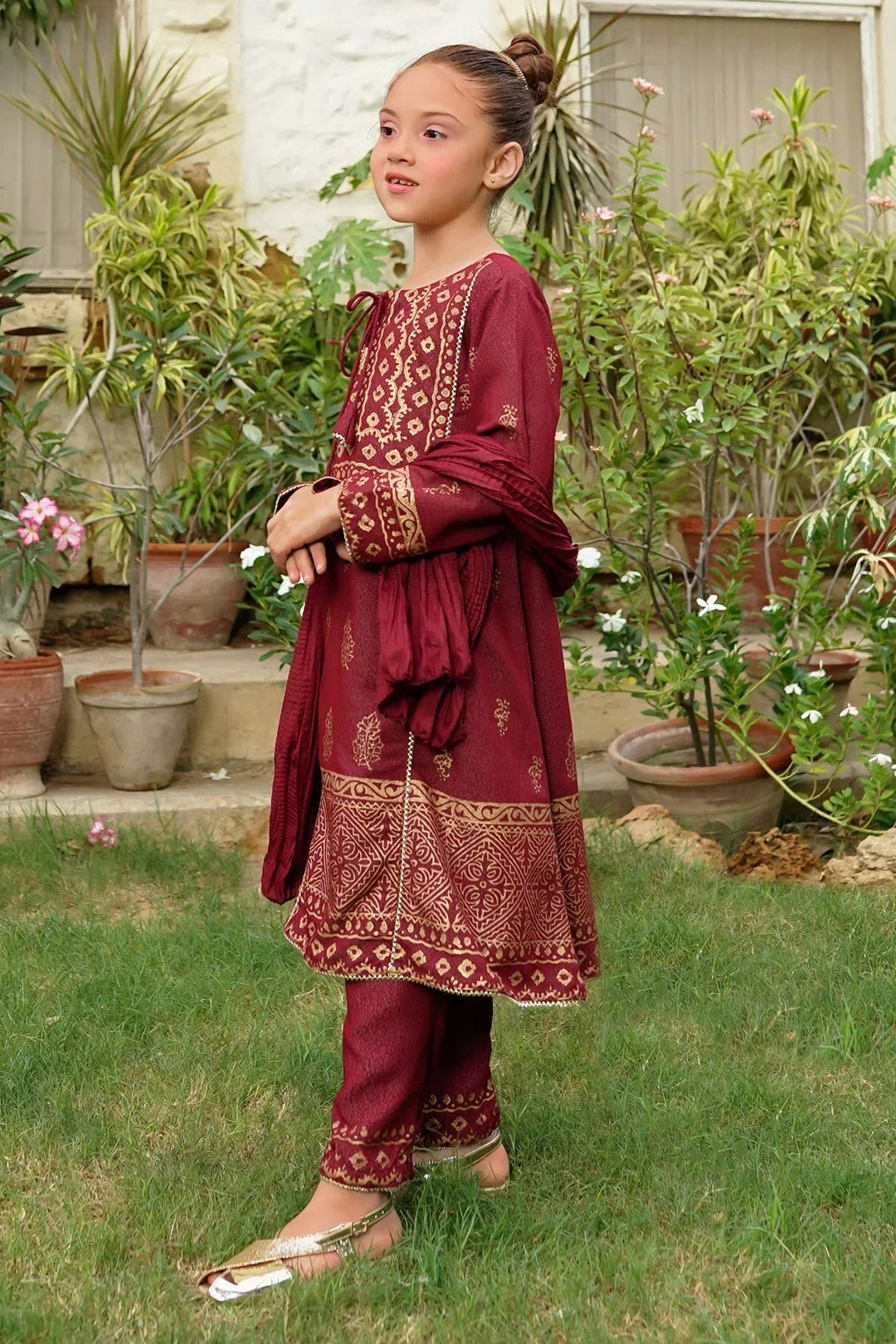 Ochre RTW Printed Girls 3 Piece Cotton Karandi OFW-PC-20 - Winter Collection