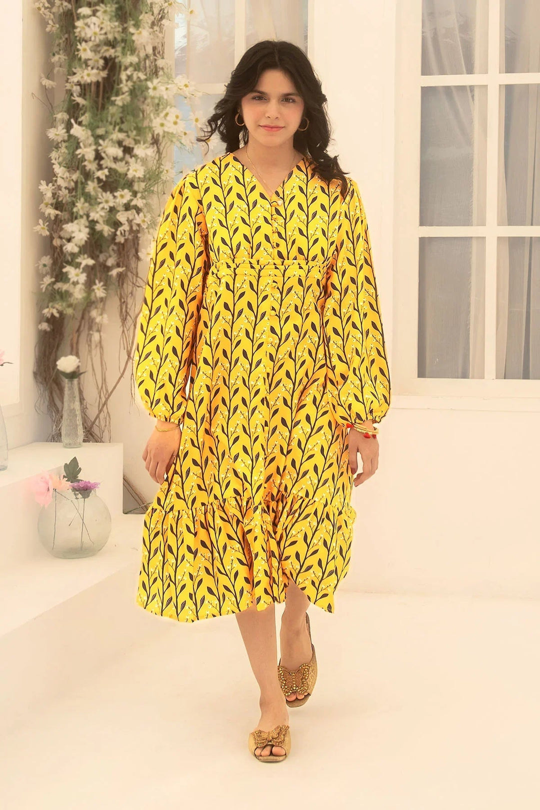 Ochre RTW Printed Girls 1 Piece Herringbone Dress OWLL-10 - Summer Collection