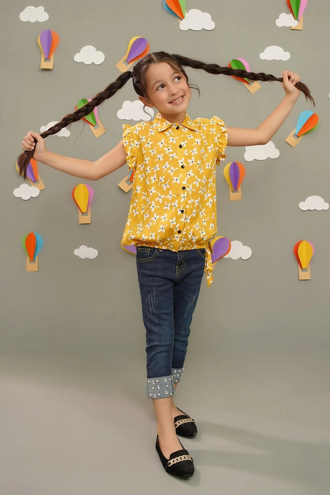 Ochre RTW Printed Girls 1 Piece Boski Linen Top INWT-05 - Summer Collection