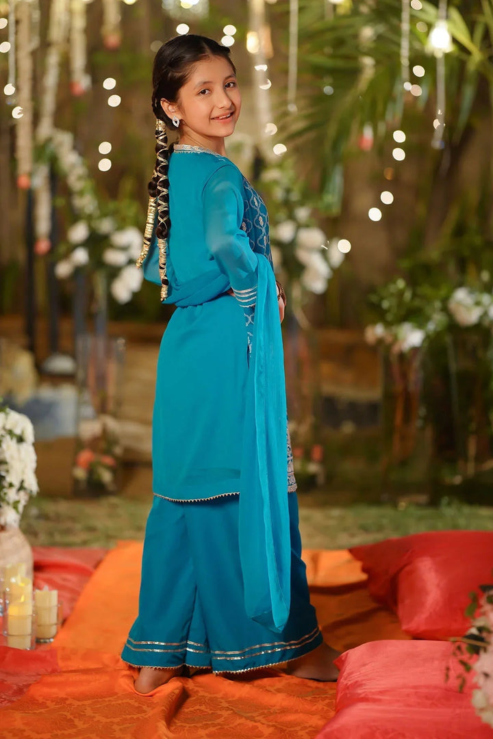 Ochre Girls Pret Embroidered Chiffon 3 Piece Suit EM-55 - Summer Collection