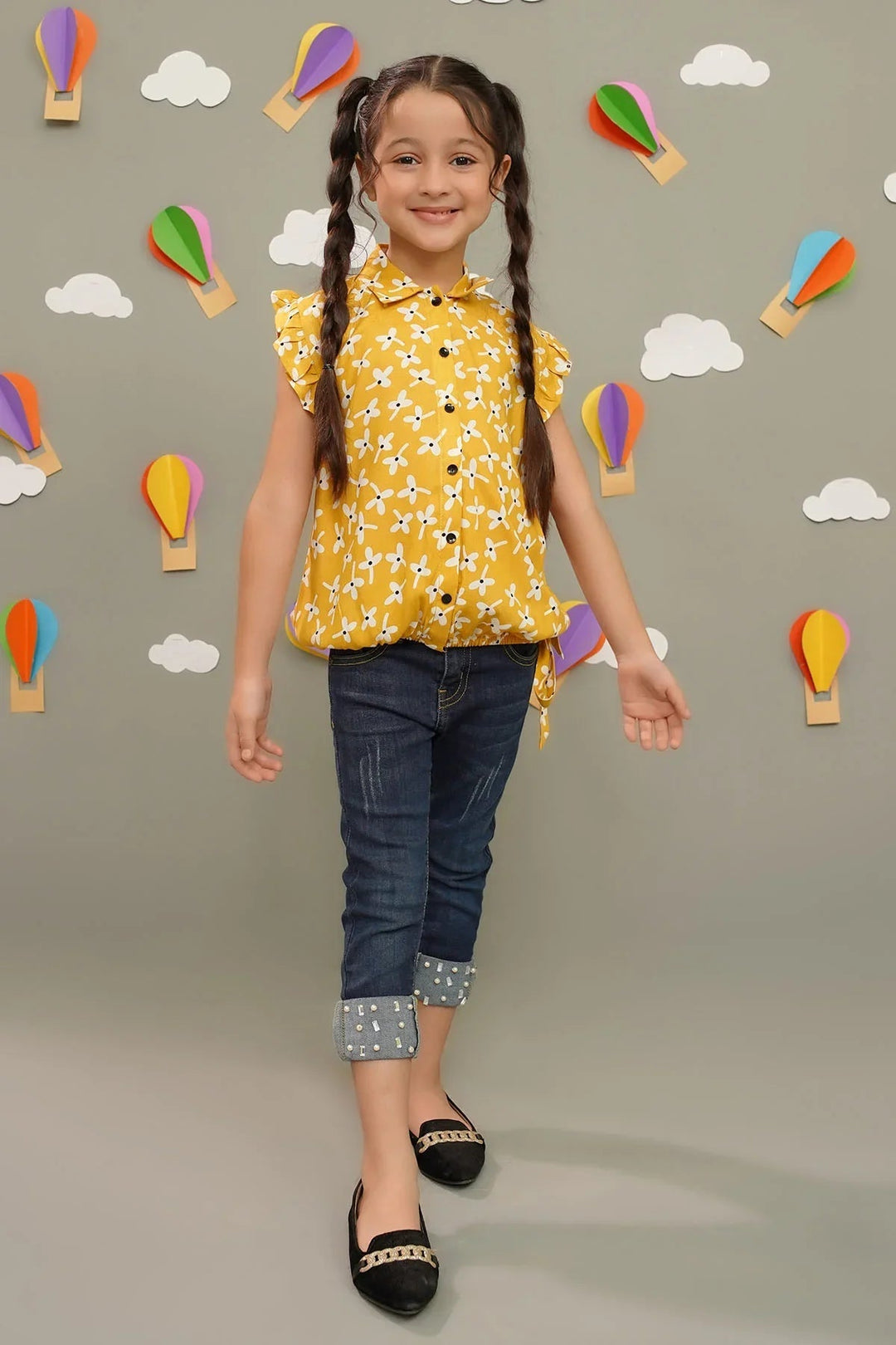 Ochre RTW Printed Girls 1 Piece Boski Linen Top INWT-05 - Summer Collection
