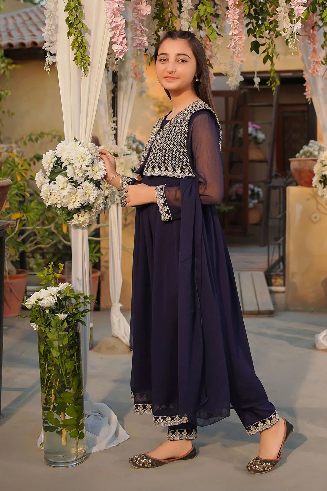 Ochre Girls Pret Embroidered Chiffon 3 Piece Suit MAX-26 - Summer Collection