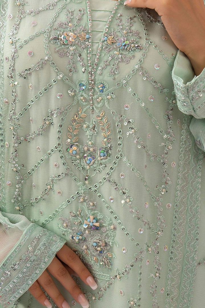 Ochre RTW Embroidered Girls 3 Piece Chiffon Adda Work SOF-03 - Summer Collection