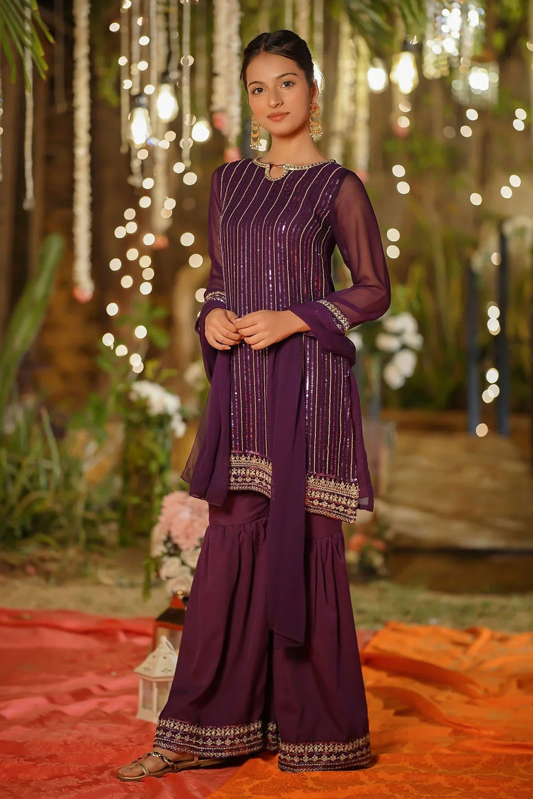 Ochre Girls Pret Embroidered Chiffon 3 Piece Suit EM-47 - Summer Collection