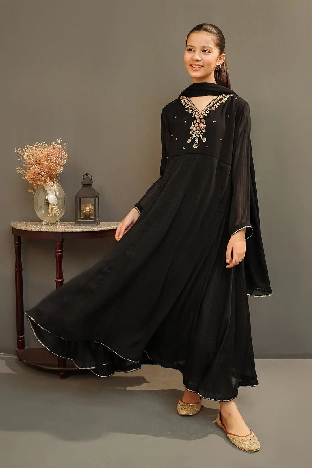 Ochre Girls Pret  Chiffon Hand Adda Work 3 Piece Suit MAX-25 - Summer Collection