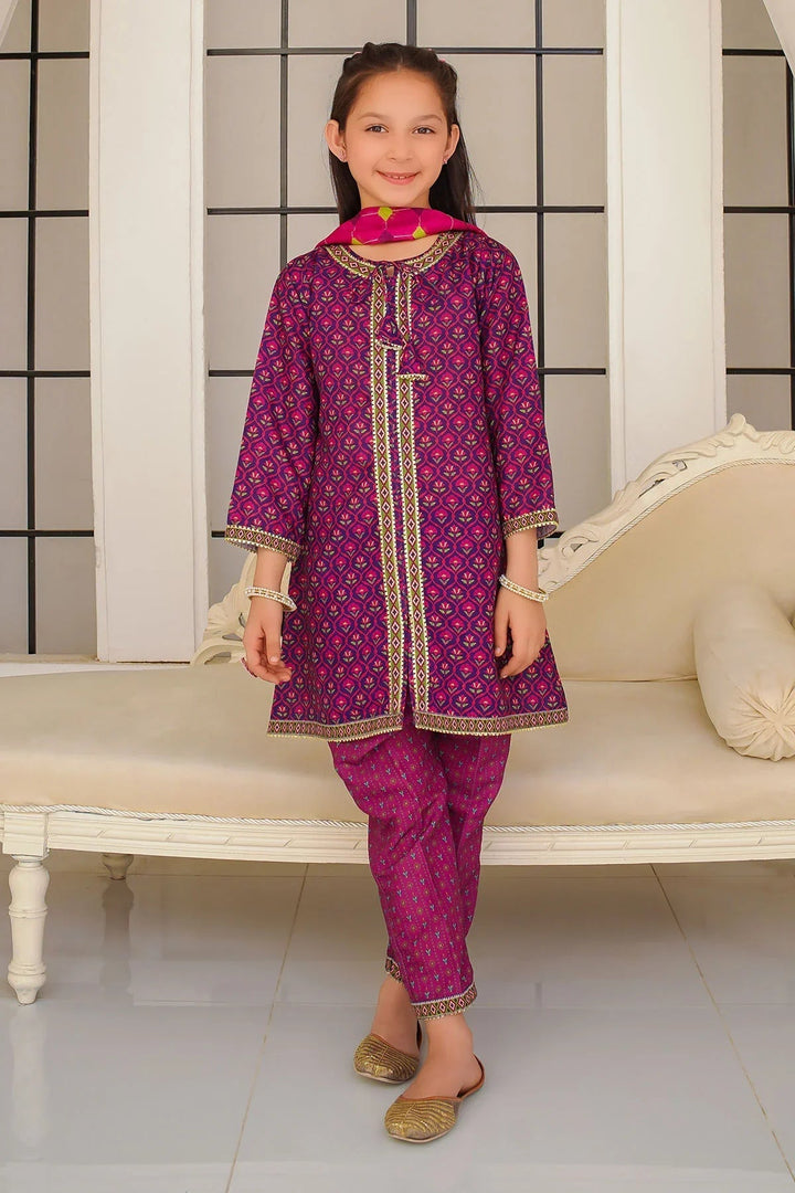 Ochre Girls Pret Printed Swiss Lawn 3 Piece Suit INDP-30 - Summer Collection