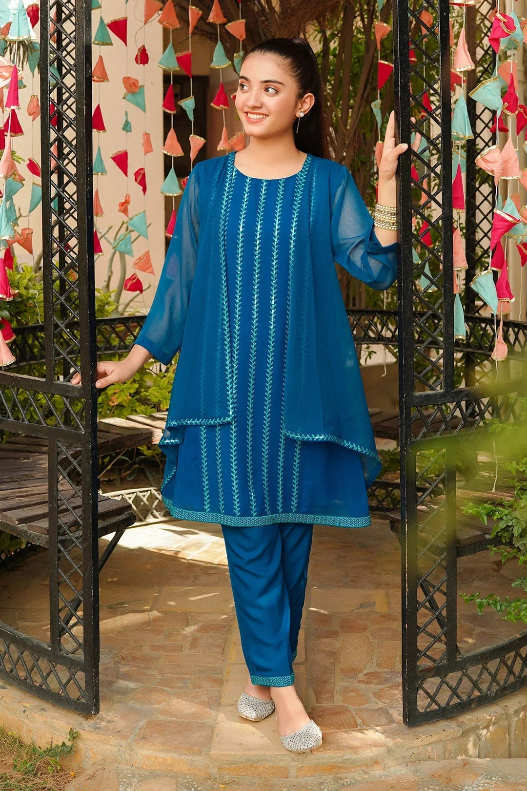 Ochre RTW Embroidered Girls 2 Piece Chiffon  OFW-EM-12 - Summer Collection