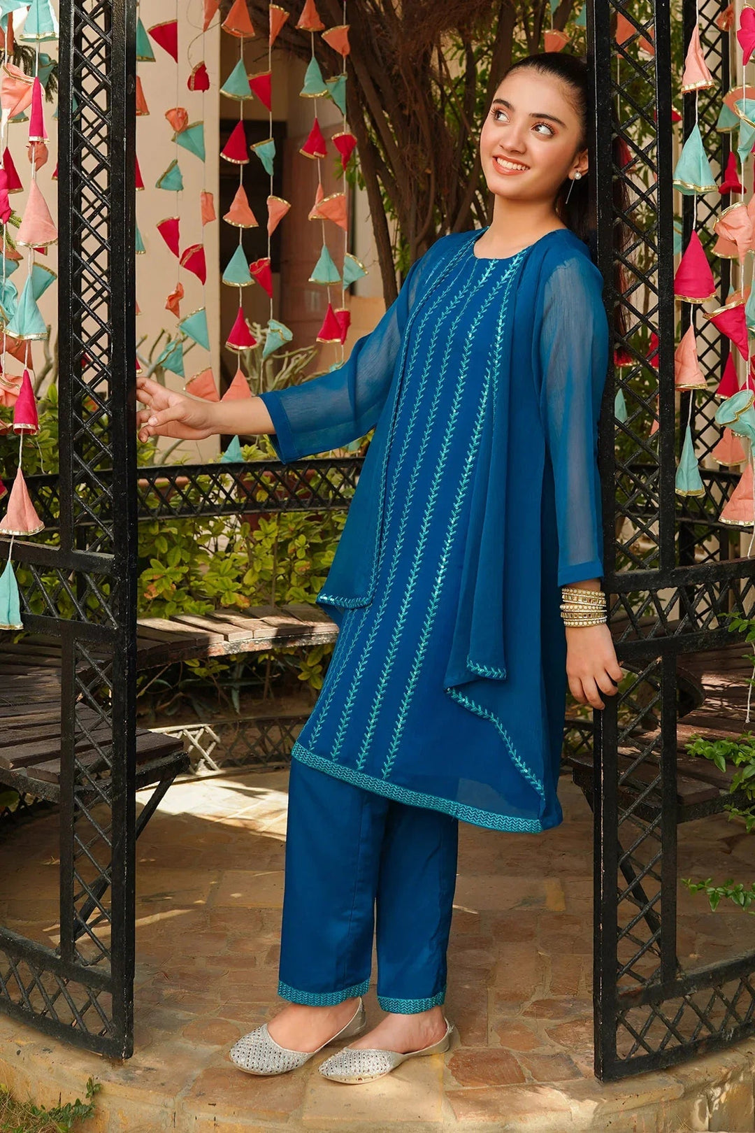 Ochre RTW Embroidered Girls 2 Piece Chiffon  OFW-EM-12 - Summer Collection
