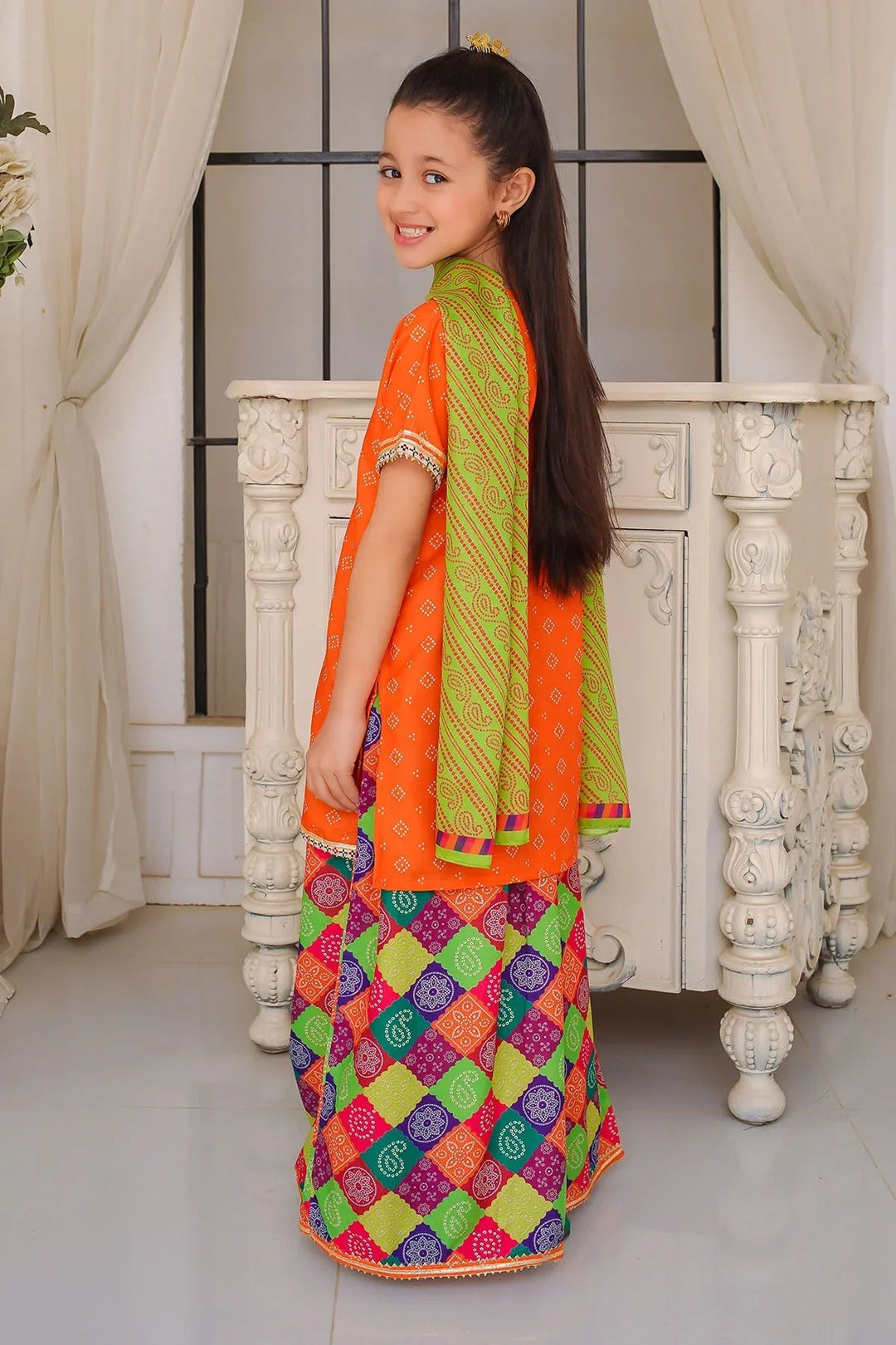 Ochre Girls Pret Printed Swiss Lawn 3 Piece Suit INDP-28 - Summer Collection