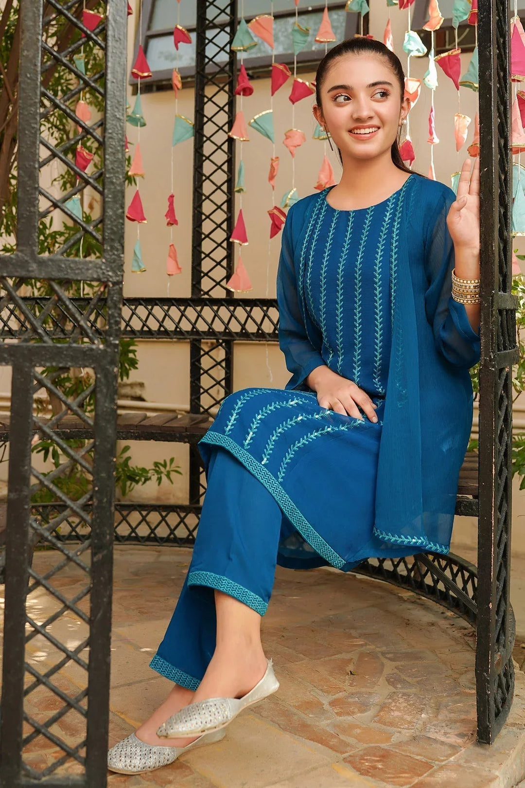 Ochre RTW Embroidered Girls 2 Piece Chiffon  OFW-EM-12 - Summer Collection